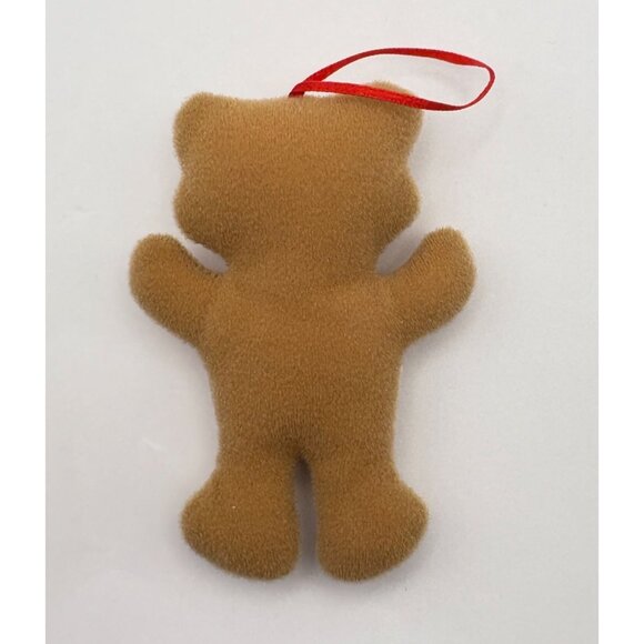Soft Brown Teddy Bear Christmas Tree Ornament Standing Smiling with Red Bow - Picture 2 of 6